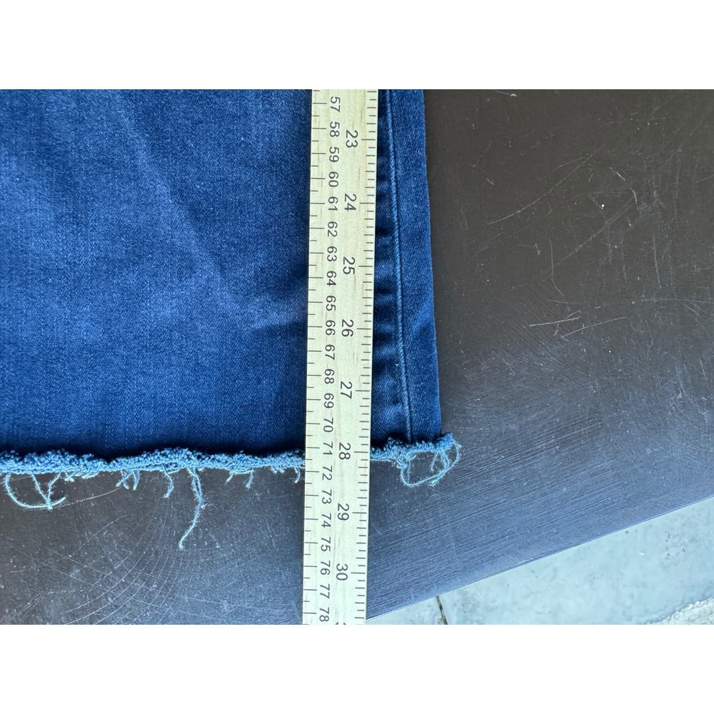 PAIGE Genevieve High Rise Flare Jeans Dark Indigo Raw Hem Size 24 - Picture 2 of 8
